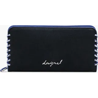 Damen Geldbörse Schwarz: Kompaktes Portemonnaie mit Reißverschluss - Schwarz