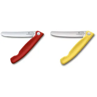 Victorinox Swiss Classic Faltbares Gemüsemesser, ger. Schliff, rot, Blister & Swiss Classic Faltbares Gemüsemesser Wellenschliff gelb