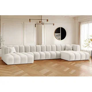 kaiser möbel Ecksofa, U-from, Sofa Grand U XL modular stoff Salvador Hellgrau - Beige