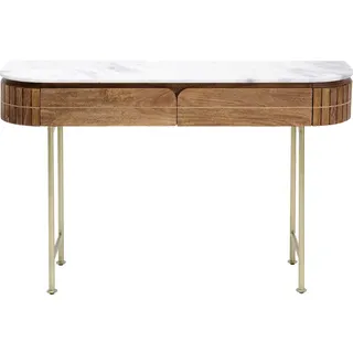 Kare Design Konsole Grace, Braun, Konsolentisch, Mangoholz, Marmor Deckplatte, Stahl, Wohnzimmer, Schlafzimmer, Flur, 77x101x31 cm