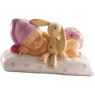 dekora – Taufdeko mädchen - 10 cm – Tortenfigur für Taufe – Tortendeko für Tauftorte – Aus lebensmittelechtem Harz gefertigt – Originelles und detailreiches Design, Rosa