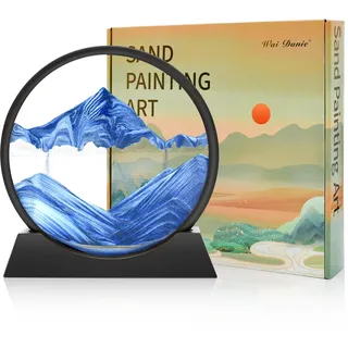 Wai Danie Sandbilder zum Drehen 3D Sandscape - die Sandkunst in Tiefsee Fließende Sandmalerei Geschenke Sanduhr Deko Aesthetic für Büro Wohnzimmer Schreibtisch Erwachsene Kinder (blau, 12')