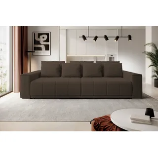 DomoHome MOTTA Bigsofa – Großes Sofa mit Bettfunktion, Liegefläche 175x228cm, 7-Kissen inklusive, KANSAS-Stoffbezug, zwei Bettkästen, Größe: 278x130x83cm, Farbe: Braun - Braun