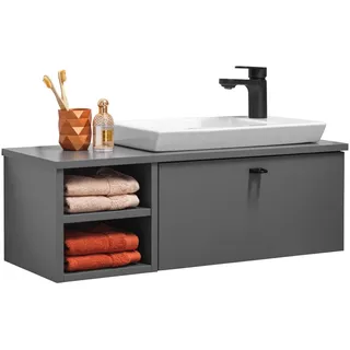 Stylife Waschtischkombi , Anthrazit , Metall , 75 cm , Made in Germany , hängend , Badezimmer, Waschbecken & Armaturen, Waschtische