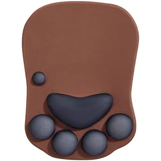 DOBAOJIA Mauspad Mit Handgelenkstütze, Katzenpfote, Ergonomisch, 3D Silikon Gel, Rutschfester Boden, für Zuhause/Büro/Gaming, Braun & Schwarz