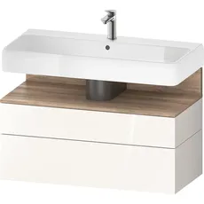 Duravit Qatego Waschtischunterbau, 1 Auszug und 1 Schublade, 990x470x590mm, Nische Eiche Mamoriert, QA4395055, Farbe: Weiß Hochglanz/mit Nischenbeleuchtung