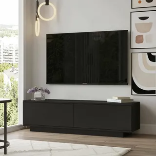 Dmora Zaur, Sideboard für Wohnzimmer, niedriger Schrank für Fernseher, Wandbasis, 140 x 36 x 38 cm, Schwarz