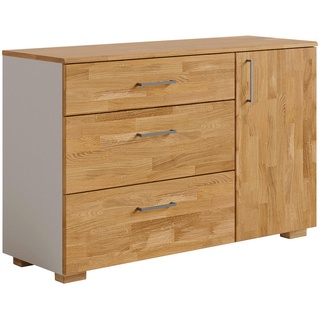 Cantus Sideboard , Grau, Eichefarben , Metall , Eiche , massiv , 2 Fächer , 3 Schubladen , 125x80x42 cm , Beimöbel erhältlich, stehend , Holzmöbel, Kommoden Holz, Sideboards Holz