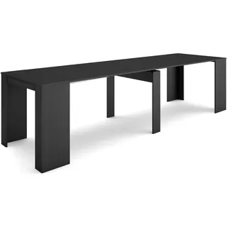 Skraut Home | Ausziehbarertisch | Multifunktionaler ausziehbarer | 300 | Für 14 Gäste | Esszimmertische | Moderner Stil | Schwarz