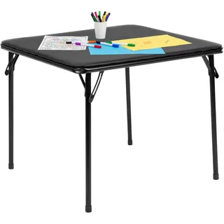 Flash Furniture Mindy Faltbarer Kindertisch mit Vinyl-Polsterplatte, quadratischer Aktivitätstisch für Kindertagesstätte und Klassenzimmer, Schwarz