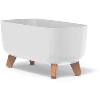 Prosperplast Gracia Case Rechteckiger Blumentopf - 19,5 x 39 x 18,7 cm -für Innen und Außen - Pflanztopf - Wetterfester Garten-Pflanztopf mit Abnehmbarer Einlage - Kräutertopf Blumenkübel, Weiß