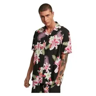 URBAN CLASSICS Kurzarmhemd Floral Black L
