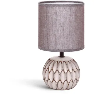 Aigostar Tischlampe Keramik Tischleuchte Lampe für Nachttisch Beistelltisch Nachttischlampe Stoffschirm E14 Vintage Retro