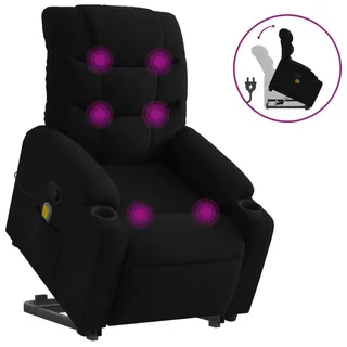 Massagesessel mit Aufstehhilfe Schwarz Stoff - Schwarz