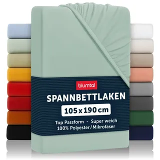 Blumtal Spannbettlaken 2er-Set 105/190/30 cm Grün , Textil , Uni , 105x190 cm , Oeko-Tex® Standard 100 , Heimtextilien, Bettwäsche & Leintücher, Leintücher, Bettlaken