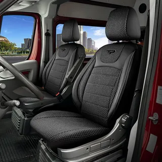 Sitzbezüge Mercedes eSprinter 2019 - 2023 – Prestige schwarz – perfekte Passform (Sitz/Sitz-Komfort Sitz/Komfort Sitz)