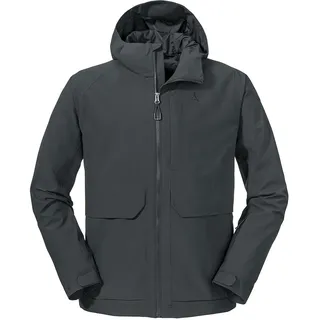 Schöffel Herren Jacket Lausanne M, Funktionsjacke mit Kapuze, wasserdichte, leichte Sommerjacke mit Pack-Away-Tasche, asphalt, 52
