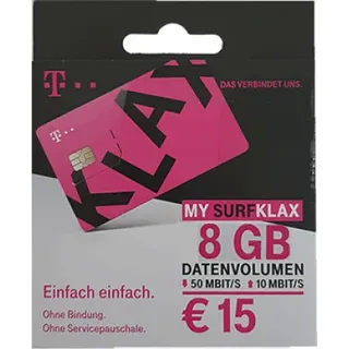 T-Mobile My Surfklax 8GB Internet Starter Paket - Triple Simkarte ohne Bindung, Prepaid