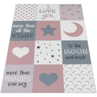 Paco Home Kinderteppich »Aleyna 101« rechteckig 6 mm Höhe Kurzflor, Kinder Design, Motiv Mond & Sterne, Kinderzimmer,