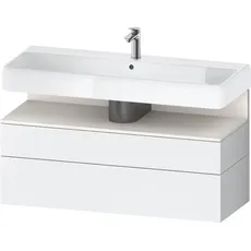 Duravit Qatego Waschtischunterbau, 1 Auszug und 1 Schublade, 1190x470x590mm, Nische Weiß Supermatt, QA4396084, Farbe: Weiß Matt