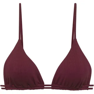 Triangel-Bikini-Top COPENHAGEN STUDIOS "Nela", Damen, Gr. 40, Cup C/D, rot (weinrot), Rippware, Recycling-Polyamid, strukturiert, unifarben, Bikini-Oberteile Triangel-Bikini-Top, aus modischer Strukturware