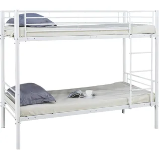 Dixie Etagenbett 90x200cm - Metall - matt weiß - Weiß
