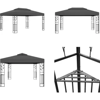 vidaXL Pavillon mit Doppeldach 3x4 m Anthrazit - Gartenpavillon - Gartenpavillons - Pavillon - Pavillons - Grau