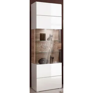 INOSIGN Vitrine »Toledo,Höhe 204 cm trendige Glasvitrine mit dekorative Fräsungen«, Standvitrine ohne Beleuchtung, viel Stauraum, hochglanz Front MDF, weiß