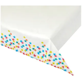 Talking Tables BB-STAR-ECO-TCOVER Paper Star Rechteckige Kinderparty Tischdecke, recycelbar Einweggeschirr für Geburtstage, Regenbogendekorationen, Picknick, Grill