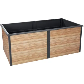 Zelsius Hochbeet für Garten, 200 x 100 x 77 cm, Holzoptik | Anthrazit RAL 7016 | Terrasse oder Balkon - Hellbraun