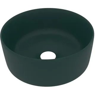 vidaXL s Waschbecken Rund Matt Dunkelgrün 40x15 cm Keramik - Grün
