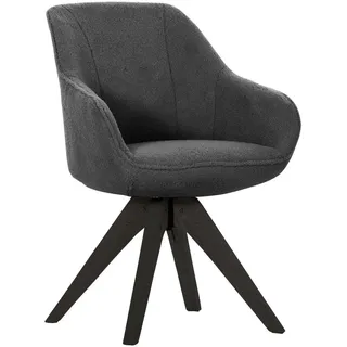 Landscape Armlehnstuhl , Anthrazit, Schwarz , Textil , Eiche , massiv , Uni , eckig , 60x83x65 cm , Stoffauswahl, Typenauswahl, Sitzfläche 360° drehbar , Esszimmer, Stühle, Polsterstühle