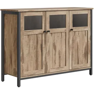 VASAGLE Sideboard mit Glastüren Kamelbraun/Tintenschwarz
