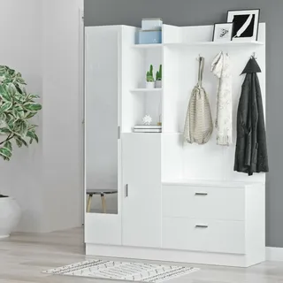Dmora Garderobenschrank Homam 140x36,8x181,8h cm Weiß Dic-20 Paar