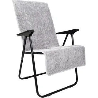 LAYNENBURG Premium Frottee Schonbezug für Gartenstuhl - 100% Baumwolle - Oeko-TEX 100 - Handtuch-Bezug Hochlehner - Stuhl-Bezug mit Umschlag für Camping-, Liege-Stuhl (65x130 cm grau)