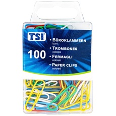 TSI Büroklammern, 26 mm, 100-er Packung, farbig, 48099