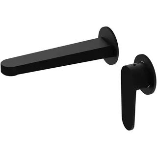 LAVITA Waschtischarmatur Unterputz für Wandmontage - Cetus Matt Schwarz | Wasserhahn Bad für Wandmontage | Mischbatterie für Waschbecken | Einhebelmischer Waschtisch-Armaturen Badezimmer |