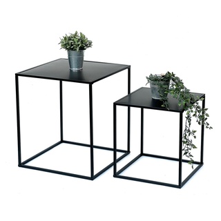 DanDiBo Ambiente DanDiBo Couchtisch Schwarz Metall 2er Set Beistelltisch Wohnzimmer 96252 Tisch Beistelltisch 52 cm und 42 cm Sofatisch Küchentisch Modern