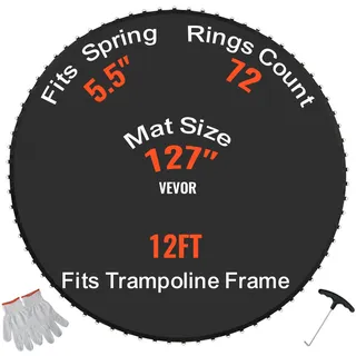 VEVOR Ersatz-Trampolinmatte Sprungmatte passend für 365 cm Rahmen, universelle Sprungmatte verstärkte UV-beständige Matte mit Federwerkzeug & langlebigen V-Ringen, passend für 14 cm Federlänge