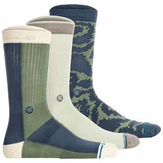 Kurzsocken STANCE "Socken All Terrain Crew 3er Pack", Damen, Gr. 38-42, bunt (grün, blau), Obermaterial: 38% Nylon NY. 27% Baumwolle CO. 23% Modal CMD. 10% Lyocell CLY. 2% Elasthan EL., Socken Kurzsocken