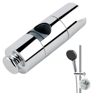 Hibbent Duschkopfhalter Ersatz - Universal einstellbare Handbrause Halter mit 1 Haken für 19-25MM Handbrause Schiene Kopf Schieberegler Klammer Halter Halterung, ABS Dusche Halter, Chrom
