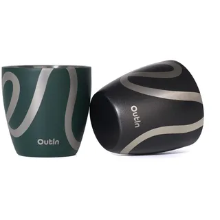 OutIn Edelstahl-Espressobecher, doppelwandig isoliert, 2er-Set, 75 ml | Doppelwandig isolierte Shotgläser, tragbar und kompatibel mit OutIn Nano und Mino