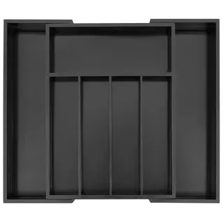 Utoplike Bambus Besteck Schublade Veranstalter, erweiterbar Küche Utensil Schublade Veranstalter, Besteck Box Schublade einfügen, Bürobedarf, schwarz 5-7 Slots