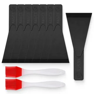 8 Stück Raclette Schieber, Raclette Spatel Set Nylon Raclette Schaber Mit 2 Silikonbürsten Für Käse Grill Fondue Pfannen Küche Antihaftfreundlich Für Raclette Abende Zubehör