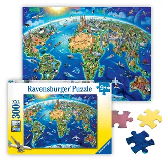 Ravensburger - Kinderpuzzle - Puzzle 300 Teile XXL - Karte der Sehenswürdigkeiten der Welt - ab 9 Jahren - Hochwertiges Puzzle - Dicker und Stabiler Karton - Geographie - 13227