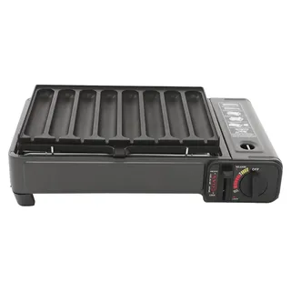 Tragbarer Camping Gasgrill Tischkocher - Tischgrill - Mit Fettauffangschale - Für Outdoor BBQ & Picknick - Freistehend - Schwarz