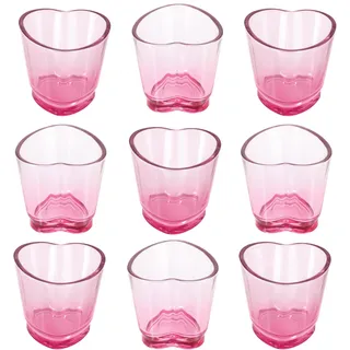 TranRantic 9 Stück Herzförmig Schnapsgläser, 45ml/4,5cl Shotgläser mit Dicker Boden, Vodka Gläser für Whiskey Tequila Ouzo und Liköre, Shot gläser für Party, Hochzeit und Bar(Rosa)