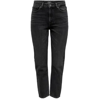 ONLY Damen Onlemily Life Hw Str Ank Dnm Nas997 Noos Jeans, Black Denim, 25W / 30L EU