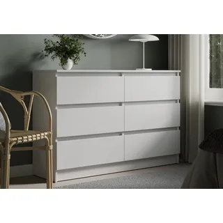 home collective Kommode mit 6 Schubladen 120x78 cm Kommode weiß Holz Schrank mit Schubladen Sideboard Highboard Anrichte Schlafzimmer Wohnzimmer Flur Büro Organizer Breite 120 cm Höhe 78 cm
