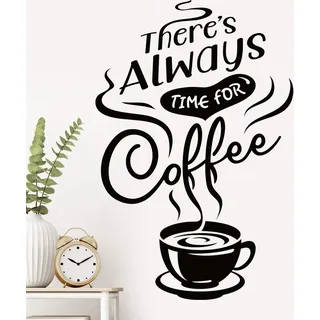 Wandtattoo, Motiv: "There is Always time Coffee", Vinyl, entfernbar, selbstklebend